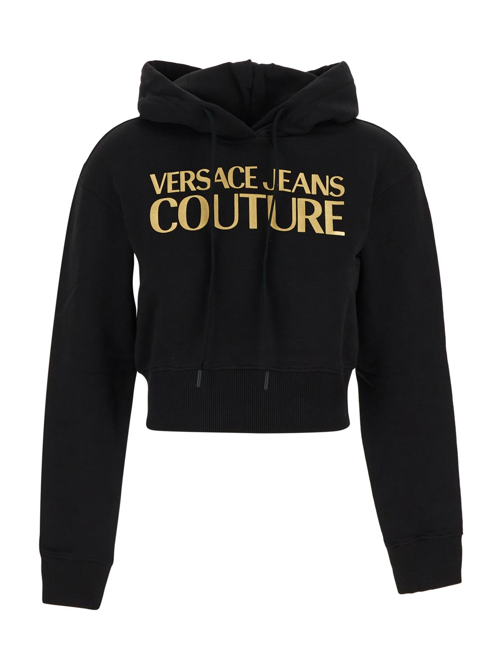 Versace Logo-Embellished Cropped Cotton Hoodie