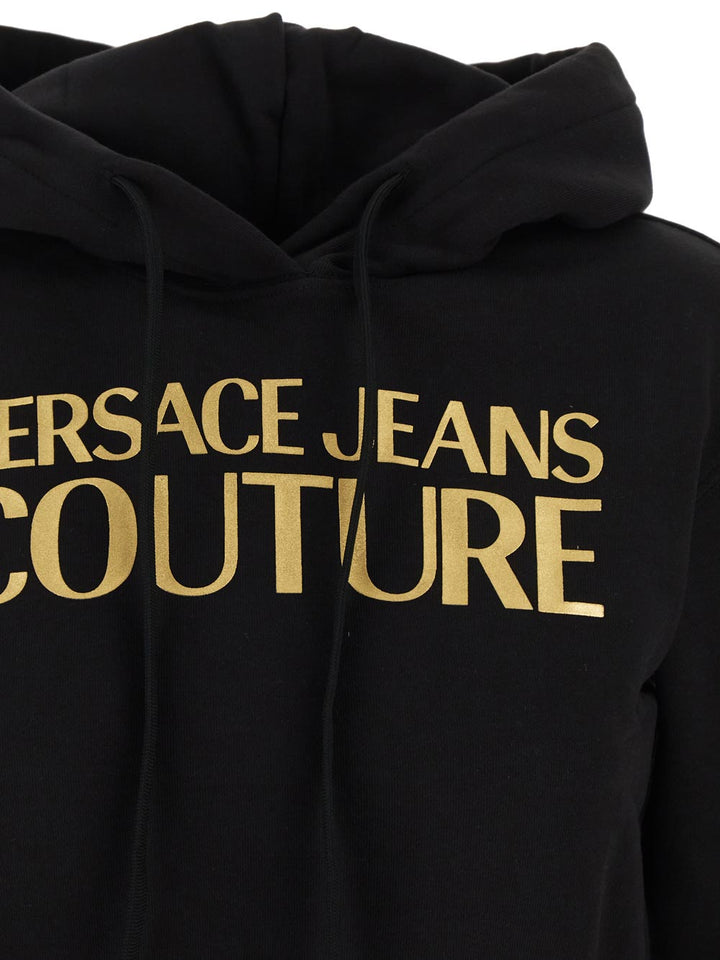 Versace Logo-Embellished Cropped Cotton Hoodie