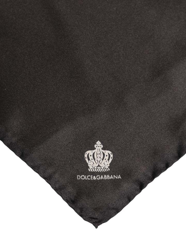 Dolce & Gabbana Brown DG Crown Silk Square Men Foulard Scarf