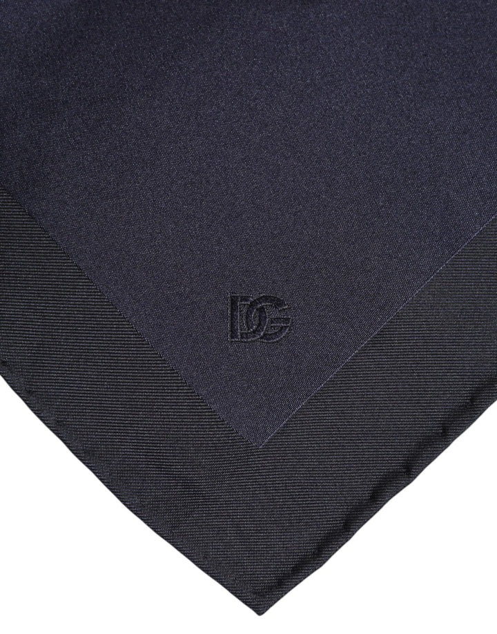 Dolce & Gabbana Dark Blue Silk Square Men Foulard Scarf