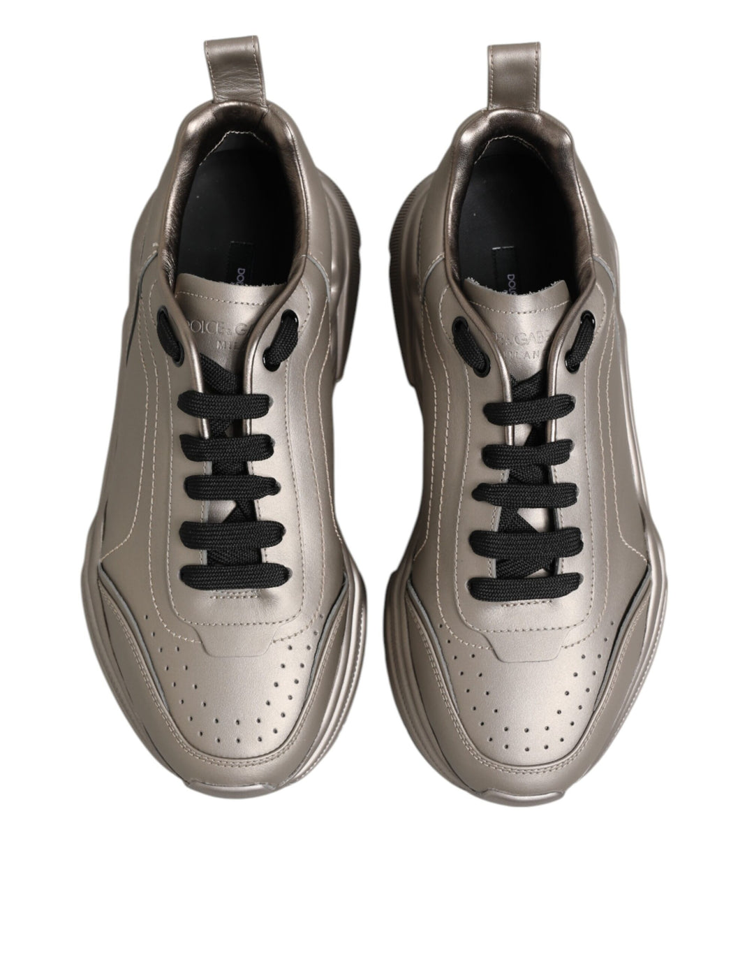 Dolce & Gabbana Silver DAYMASTER Leather Men Sneakers Shoes