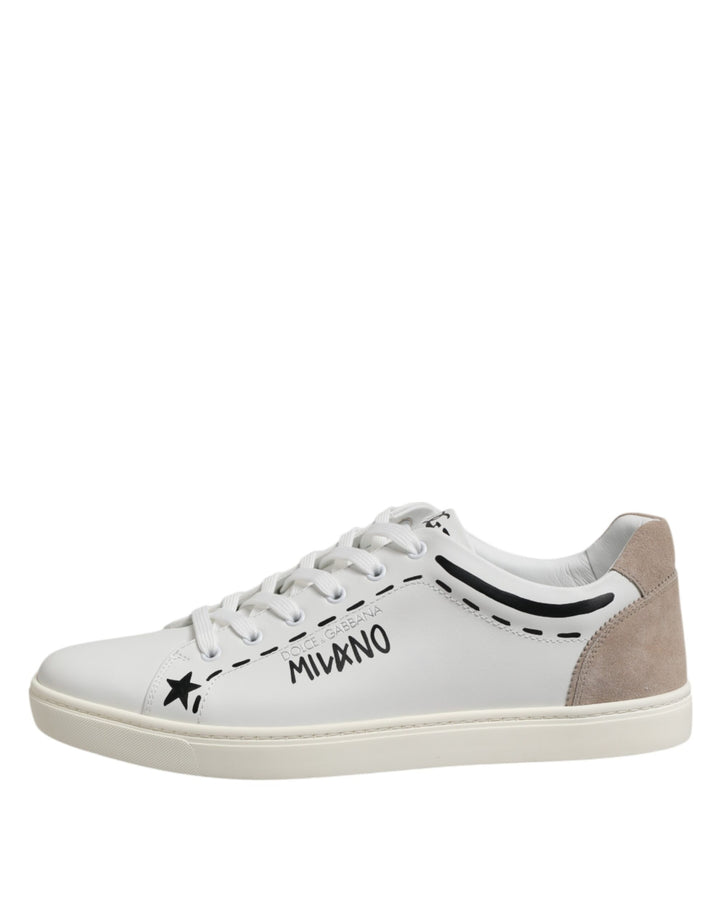 Dolce & Gabbana White Leather MILANO Low Top Sneakers Shoes