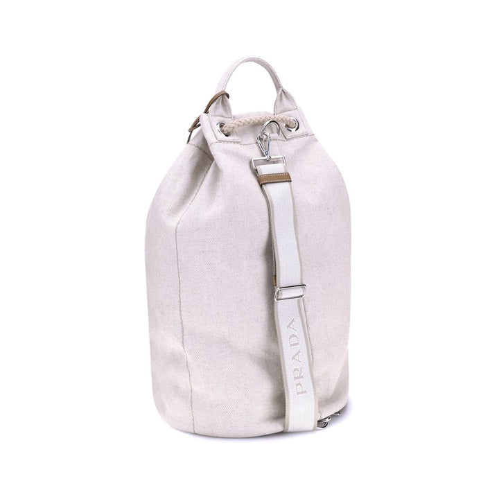 Prada White Cotton Backet Bag