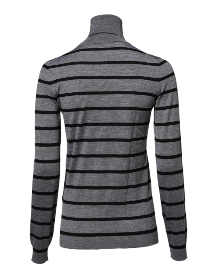 Dolce & Gabbana Gray Floral Embroidery Pullover Sweater
