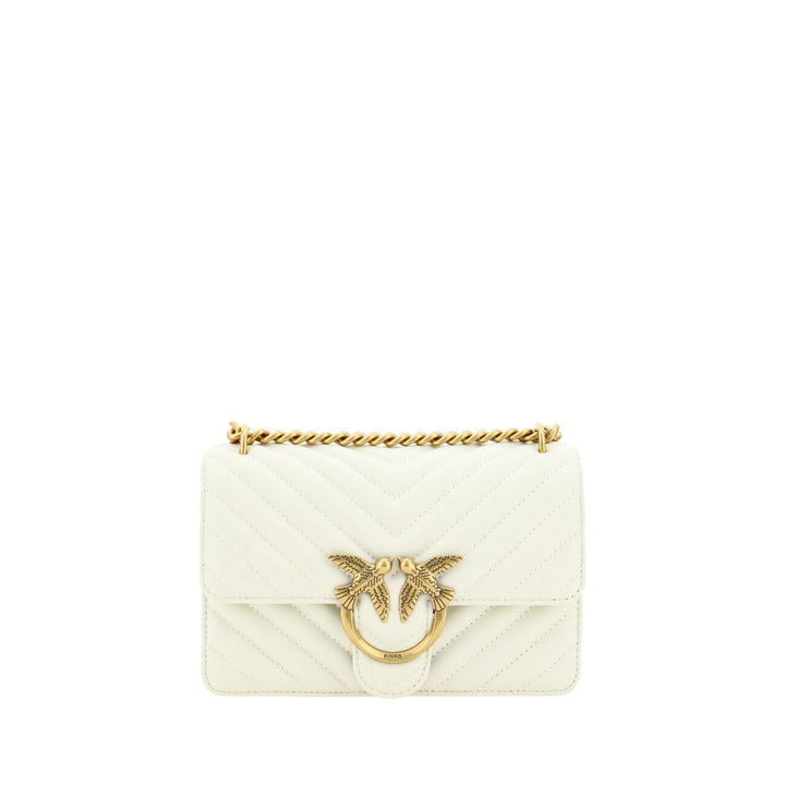 PINKO White Calf Leather Bos Taurus Shoulder Bag
