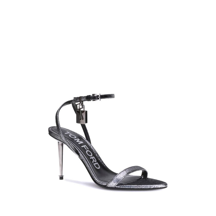 Tom Ford Silver Calf Leather Bos Taurus Stiletto Heel Sandals