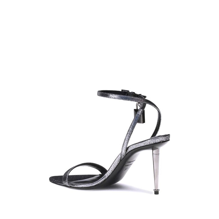Tom Ford Silver Calf Leather Bos Taurus Stiletto Heel Sandals