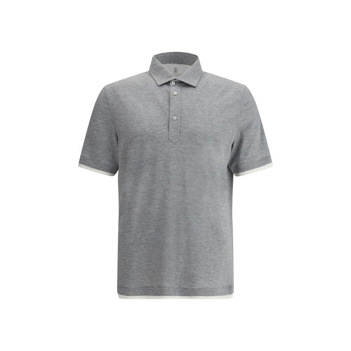 Brunello Cucinelli Gray Cotton Polo Shirt
