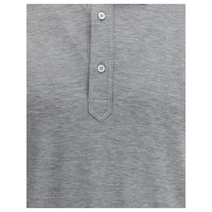 Brunello Cucinelli Gray Cotton Polo Shirt