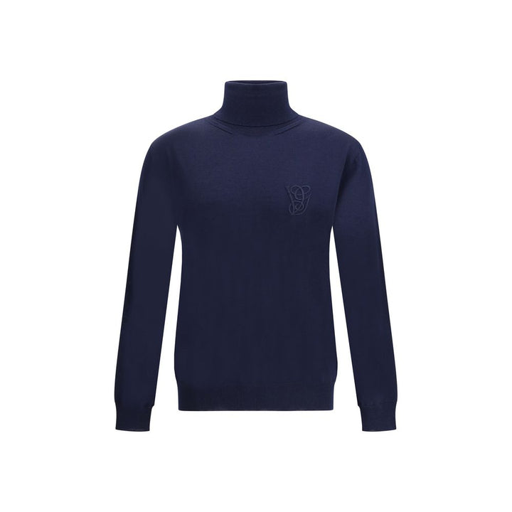 Valentino Blue Fleece Wool Turtleneck