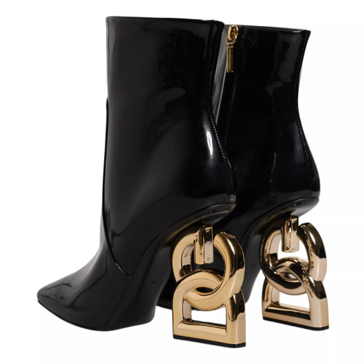 Dolce & Gabbana Black Jackie Leather Mid Calf Boots Shoes
