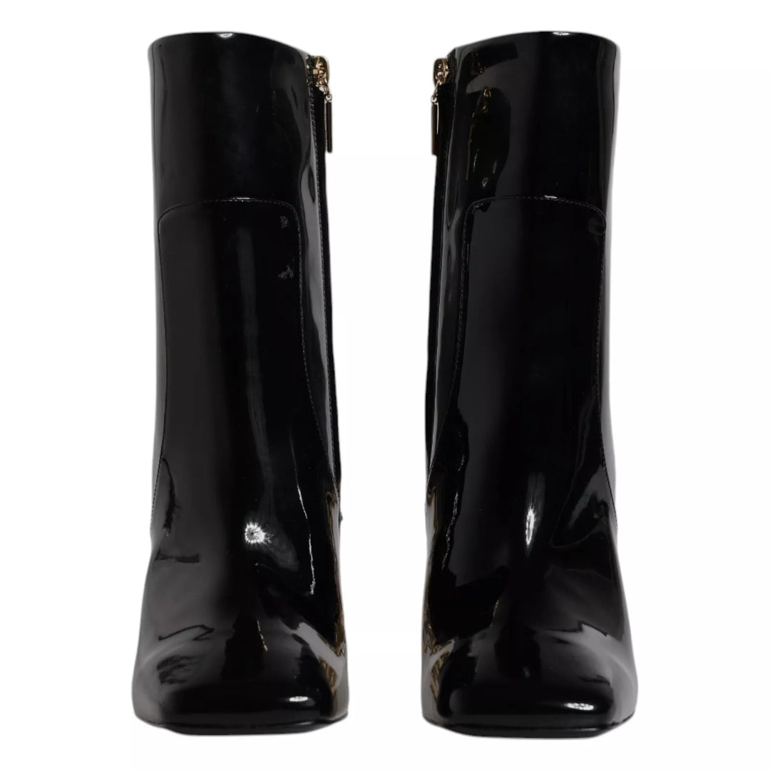 Dolce & Gabbana Black Jackie Leather Mid Calf Boots Shoes