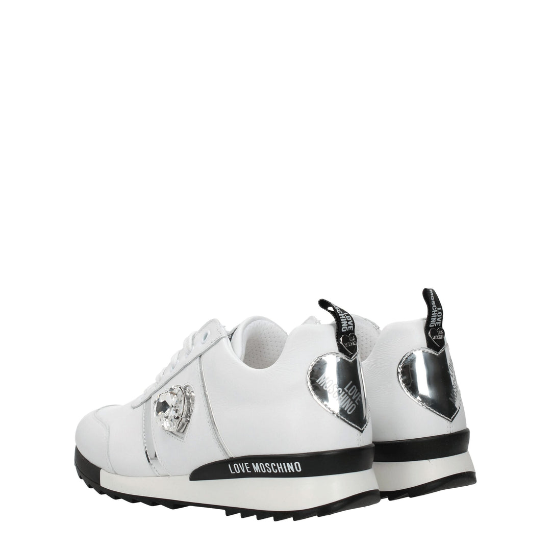 Love Moschino White Leather Low Top Sneakers