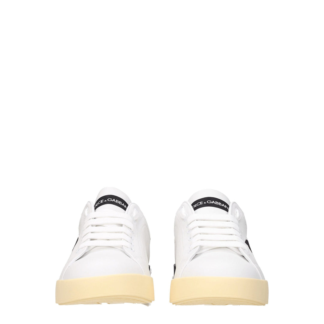 Dolce & Gabbana White Leather Low Top Sneakers