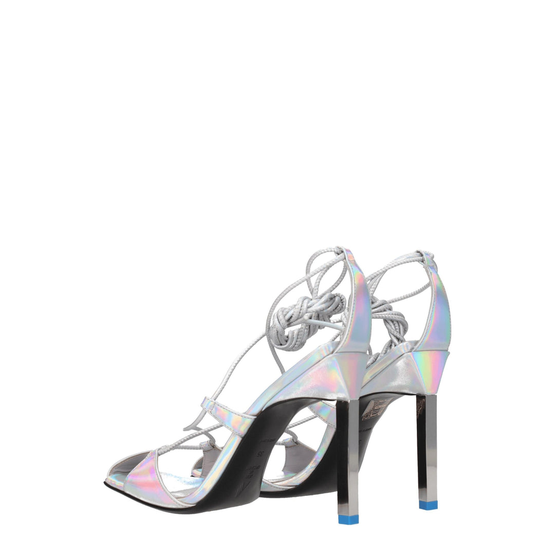 The Attico Gray Leather Stiletto Heel Sandals