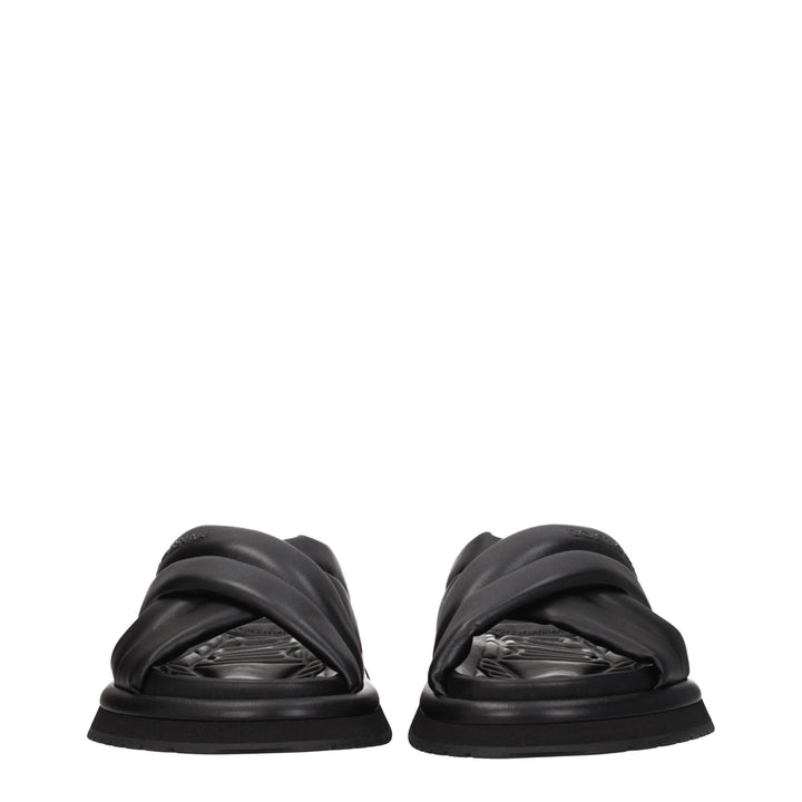 Dolce & Gabbana Black Leather Slippers