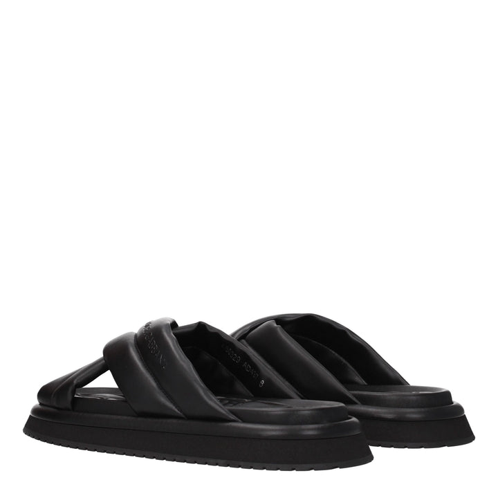 Dolce & Gabbana Black Leather Slippers