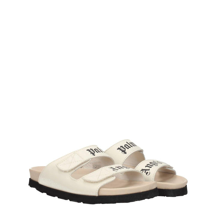 Palm Angels Beige Leather Flat Sandals