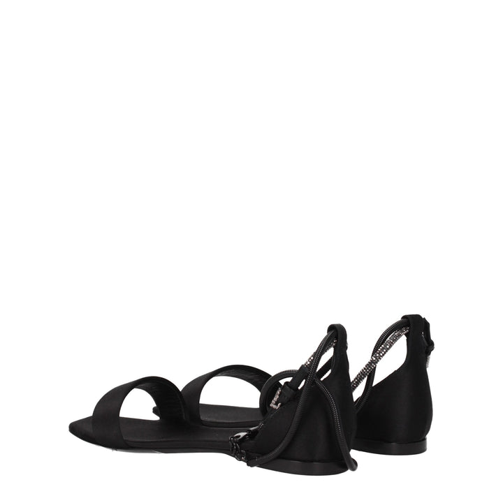 Max Mara Black Satin Flat Sandals