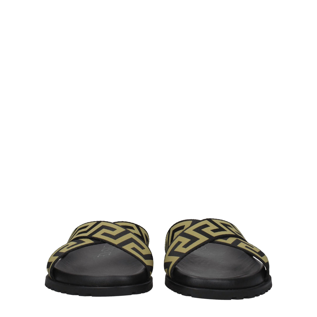Versace Black Fabric Slippers