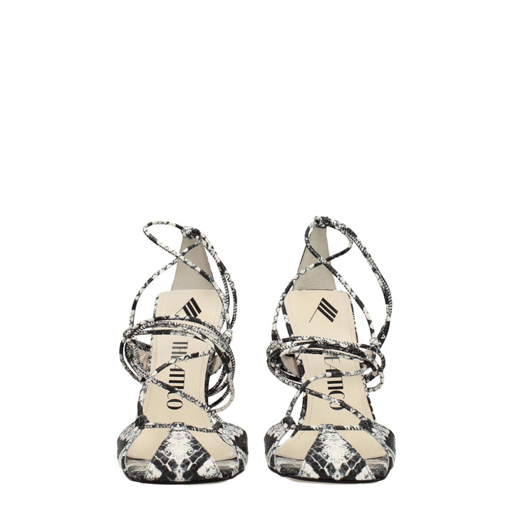 The Attico White Leather Stiletto Heel Sandals