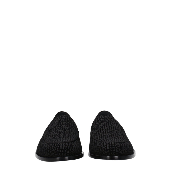 Dolce & Gabbana Black Velvet Slip-On Loafers