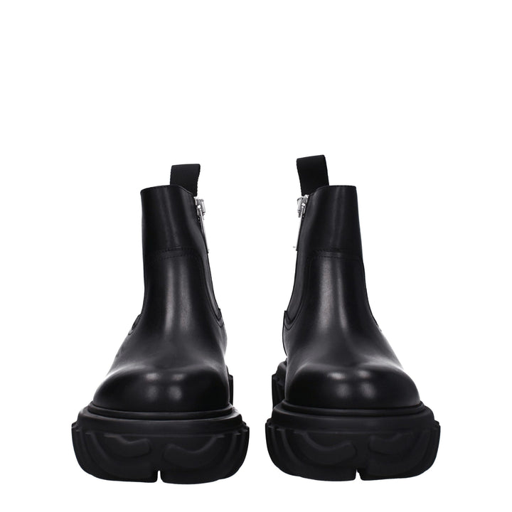 Off-White Black Leather Ankle Boots