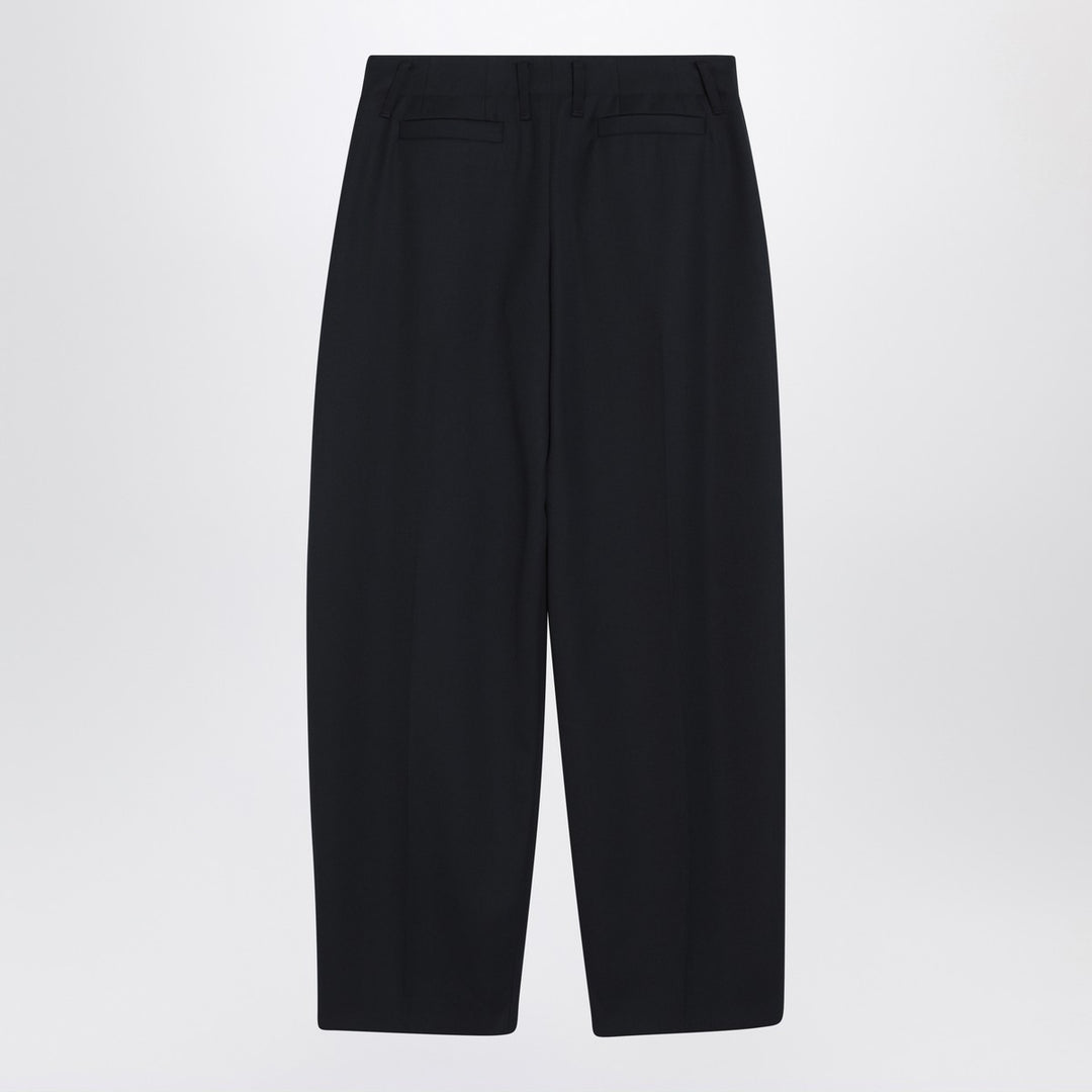 Alexander McQueen Wide navy blue wool trousers