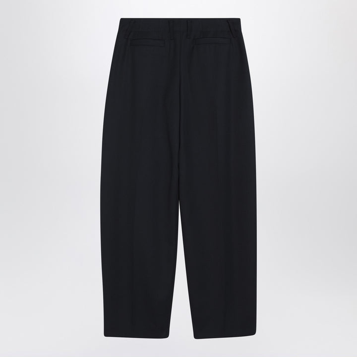 Alexander McQueen Wide navy blue wool trousers