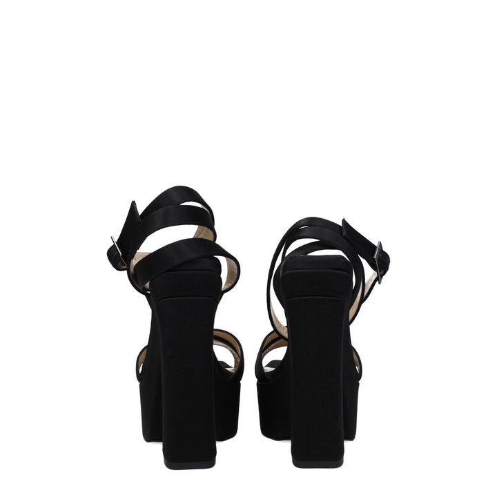 Jimmy Choo Black Satin Platform Sandals