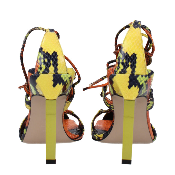 The Attico Orange Leather Stiletto Heel Sandals