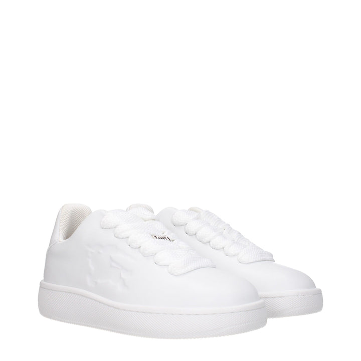Burberry White Leather Low Top Sneakers