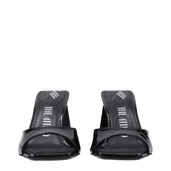 The Attico Black Leather Stiletto Heel Sandals