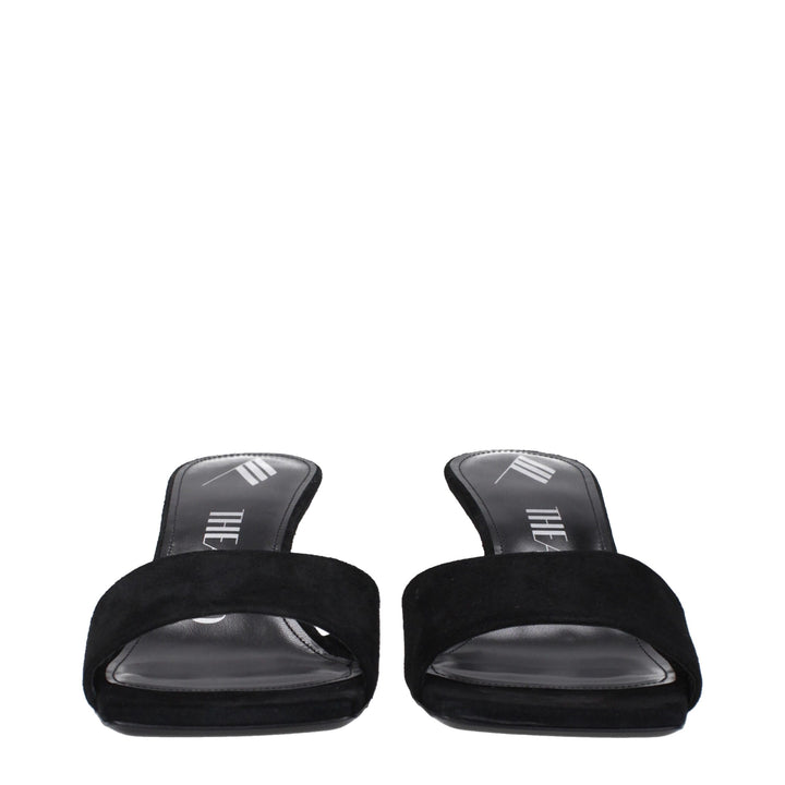 The Attico Black Leather Platform Sandals
