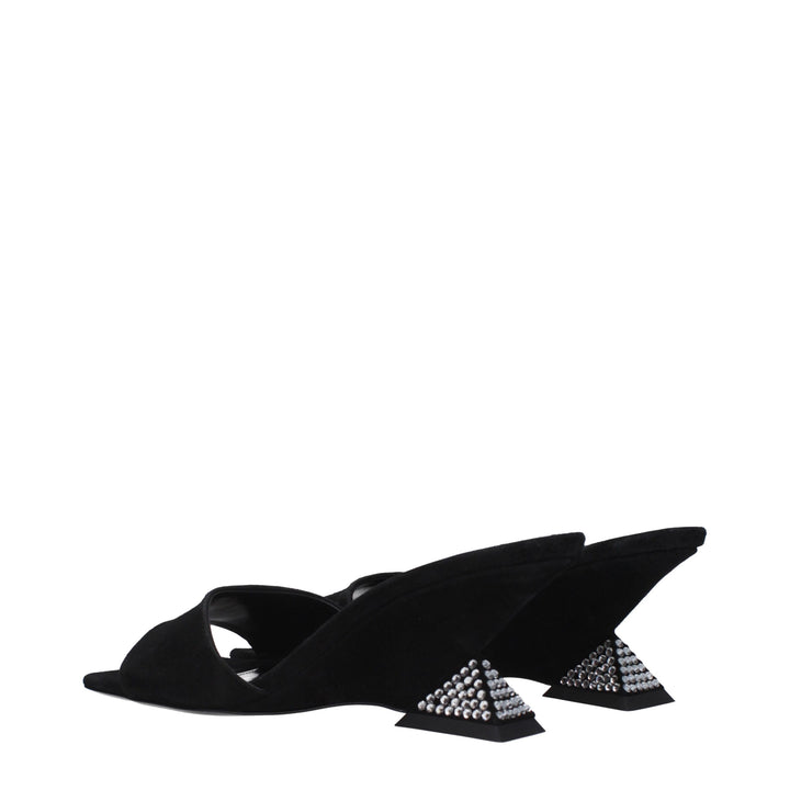 The Attico Black Leather Platform Sandals