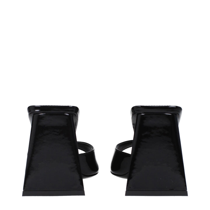 The Attico Black Leather Stiletto Heel Sandals