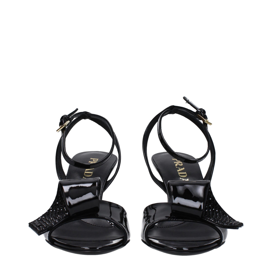 Prada Black Leather Stiletto Heel Sandals