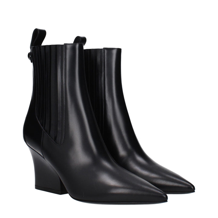 Valentino Garavani Black Leather Ankle Boots