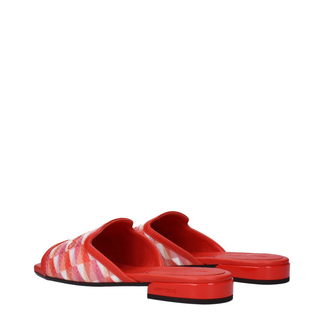 Jimmy Choo Orange Fabric Slippers