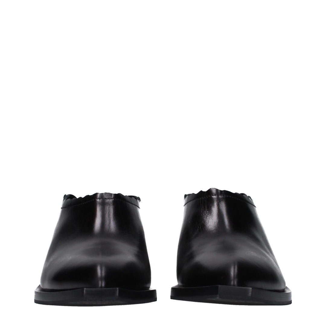 Moschino Black Leather Mules