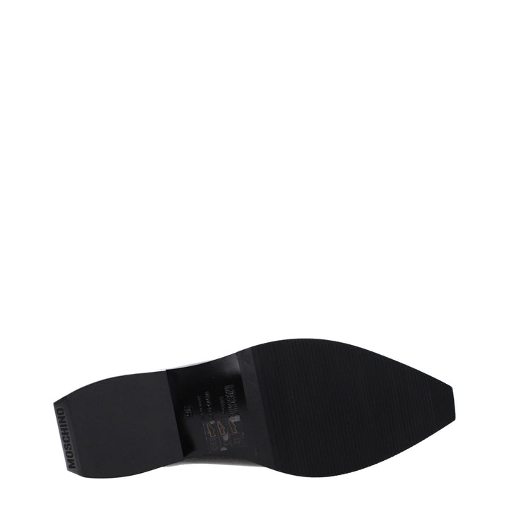 Moschino Black Leather Mules