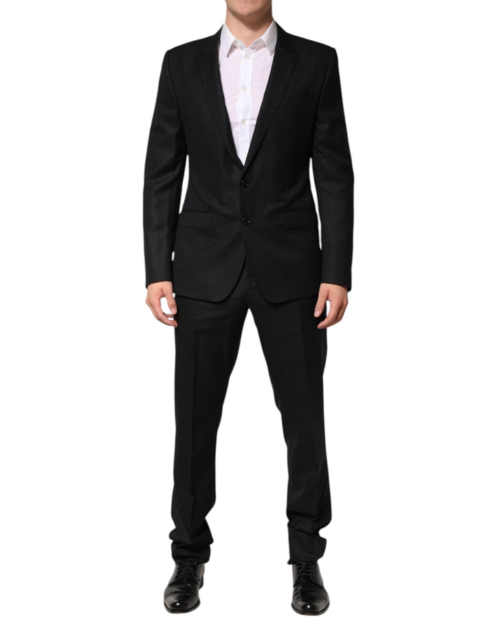 Dolce & Gabbana Black Jacquard Single Breasted 2 Piece Suit