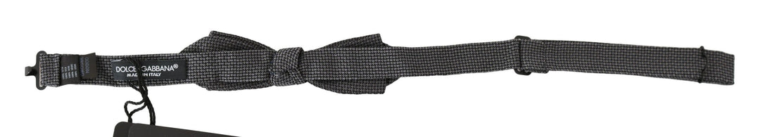 Dolce & Gabbana Gray Patterned Silk Adjustable Neck Bow Tie Papillon