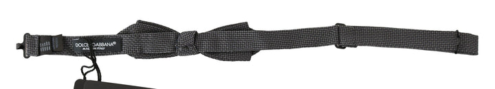 Dolce & Gabbana Gray Patterned Silk Adjustable Neck Bow Tie Papillon