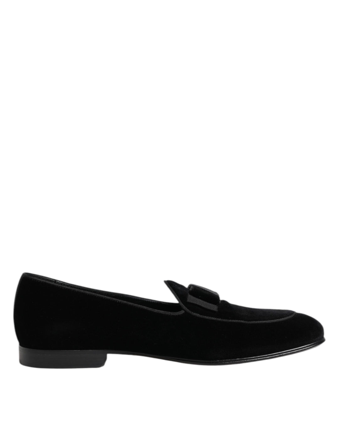 Dolce & Gabbana Black Velvet Loafers Formal Men Dress Shoes