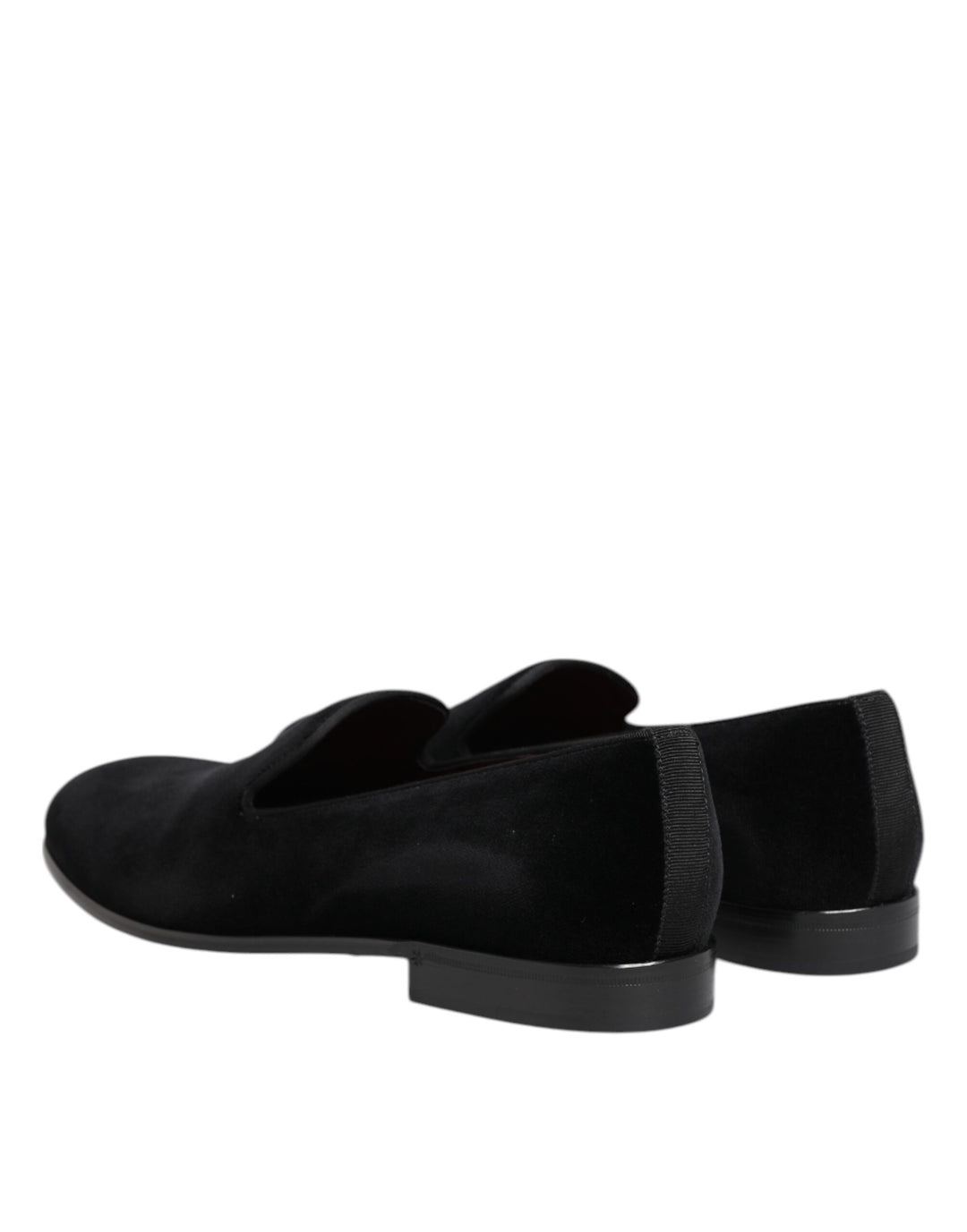 Dolce & Gabbana Black Velvet Slip On Loafers Men Formal Shoes
