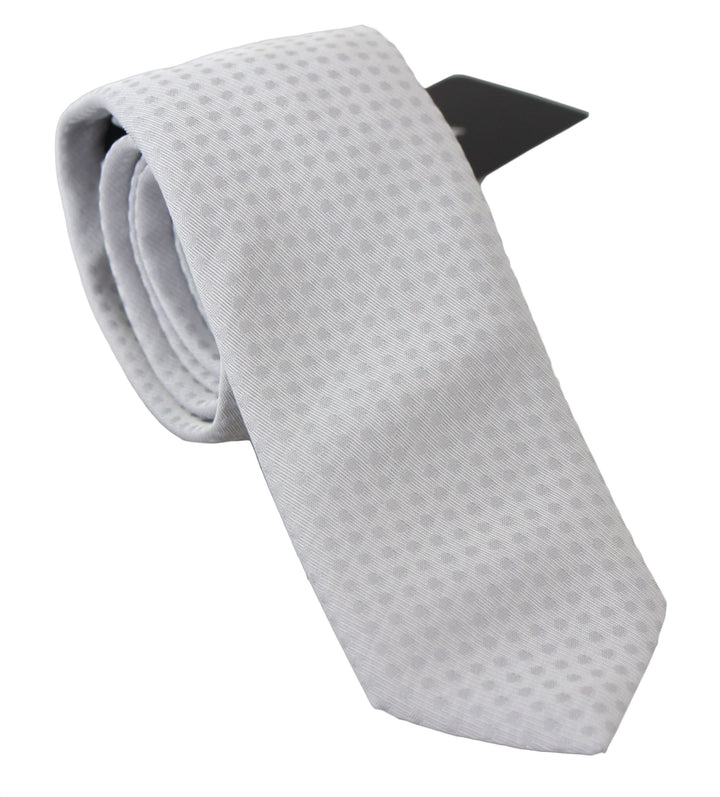 Dolce & Gabbana White Patterned Classic Mens Slim Necktie Tie