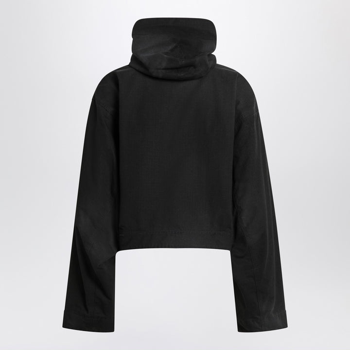 Balenciaga Cropped jacket with hood in black
