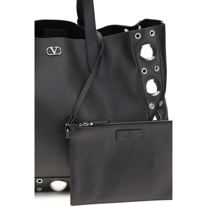 Valentino Garavani Black Calf Leather Bos Taurus Shoulder Bag