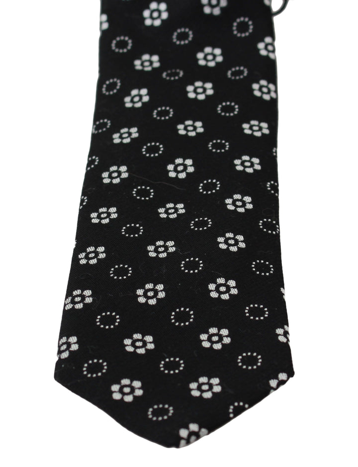 Dolce & Gabbana Black 100% Silk Floral Print Print Classic Tie